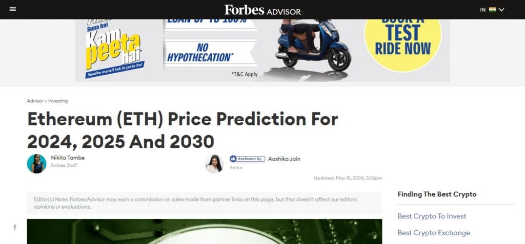 Forbes Ethereum Price Prediction