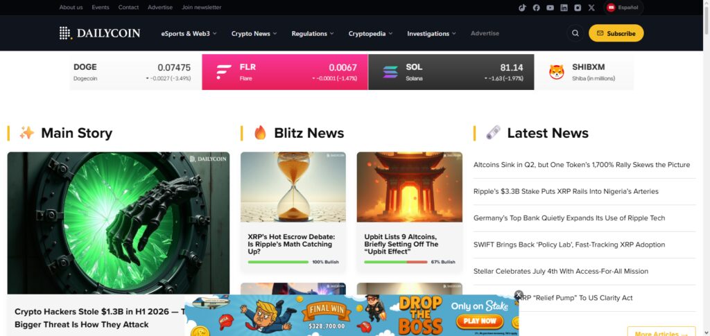 11 Best Crypto News Websites For 2026: Top 10 Crypto News Platforms 12 DailyCoin