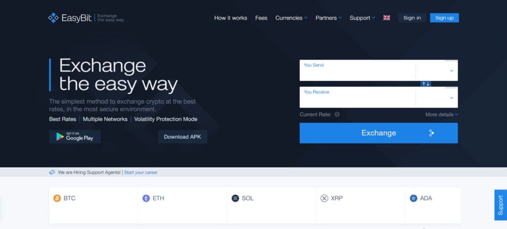 EasyBit Crypto Swap Exchange