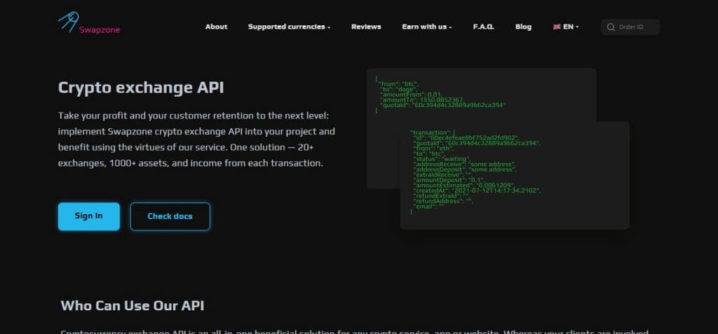  Swapzone API