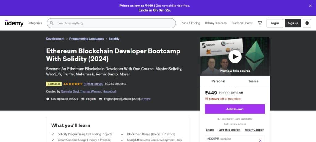  Ethereum Blockchain Developer Bootcamp With Solidity (2024)