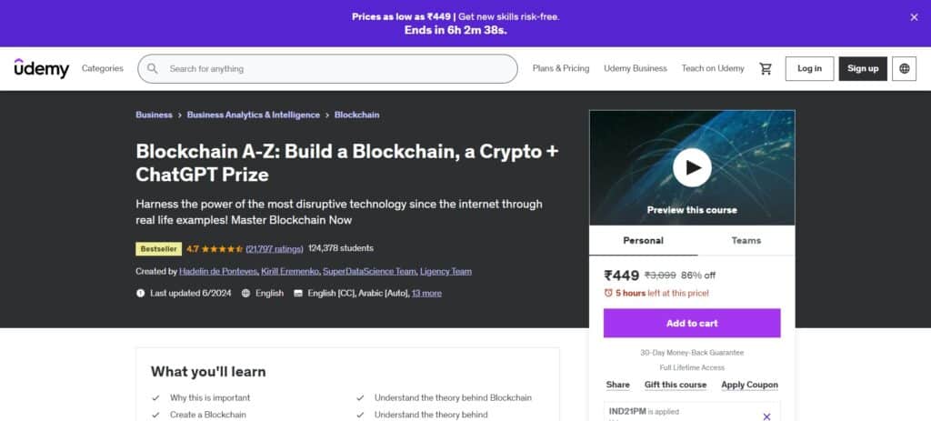 Blockchain A-Z: Learn How To Build Your First Blockchain