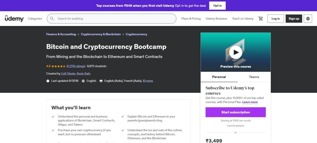 Bitcoin and Cryptocurrency Bootcamp
