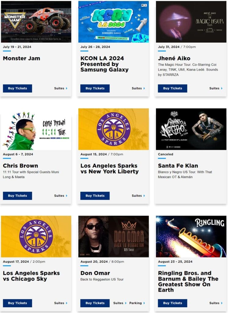Upcoming Events Crypto Arena.