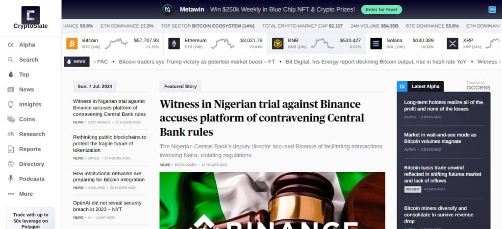 20 Best Cryptocurrency Charts Providers 15 CryptoSlate Cryptocurrency Charts Providers