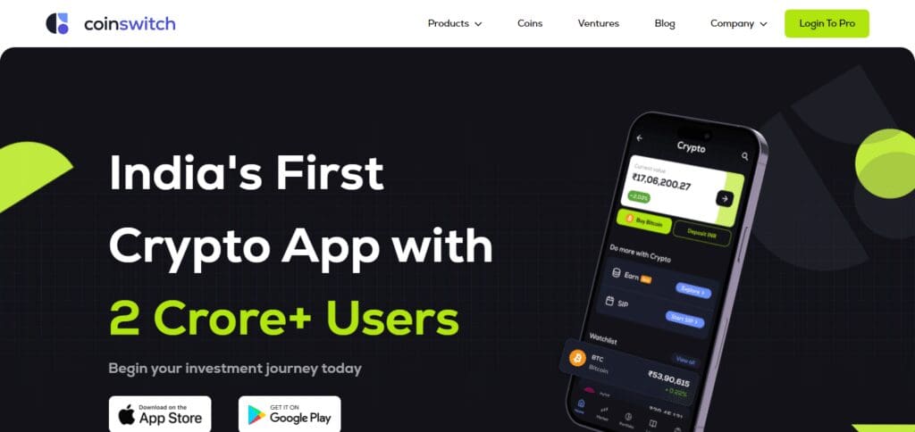 CoinSwitch Crypto Project In India