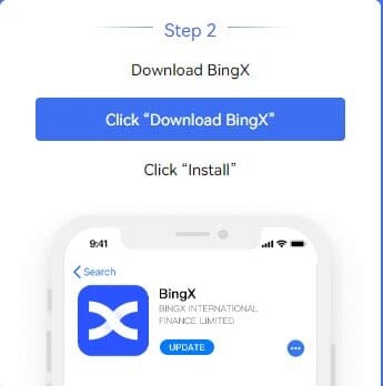 Get BingX: To download and install the app, click on the “Get” button on the application page. Authenticate yourself through entering either Face ID, Touch ID or your Apple ID password to start downloading and installing it.