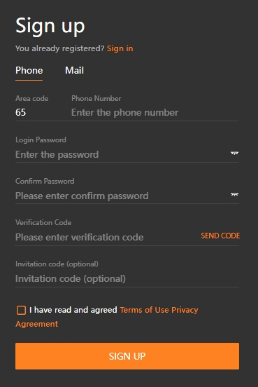 Step 1. Login Bitvenus App, click “Sign up” 