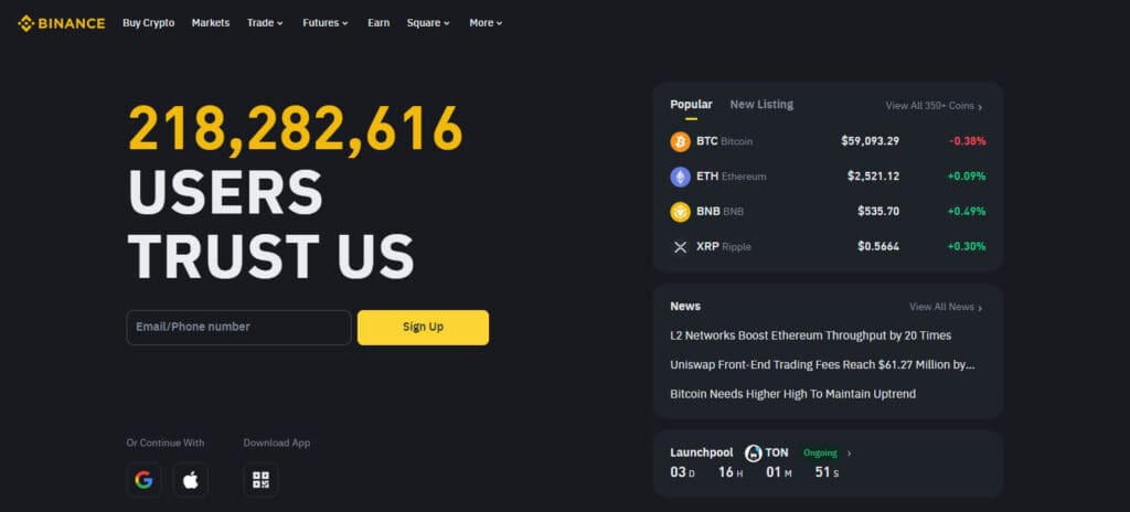 Binance  Yield Farming Crypto Platforms