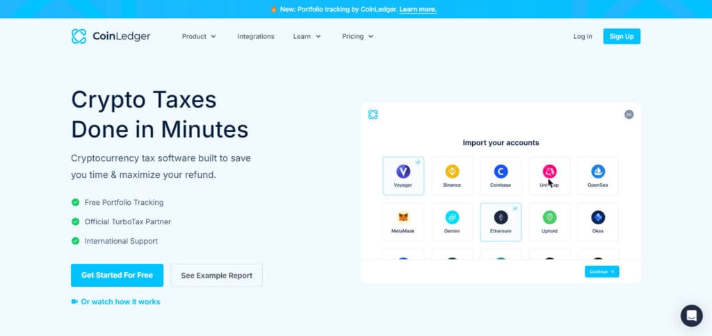 CoinLedger Free Tax Loss Harvesting Tool
