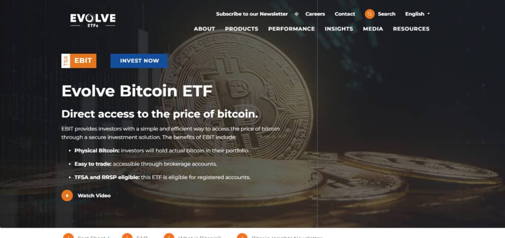 Evolve Bitcoin ETF (EBIT) In Canada