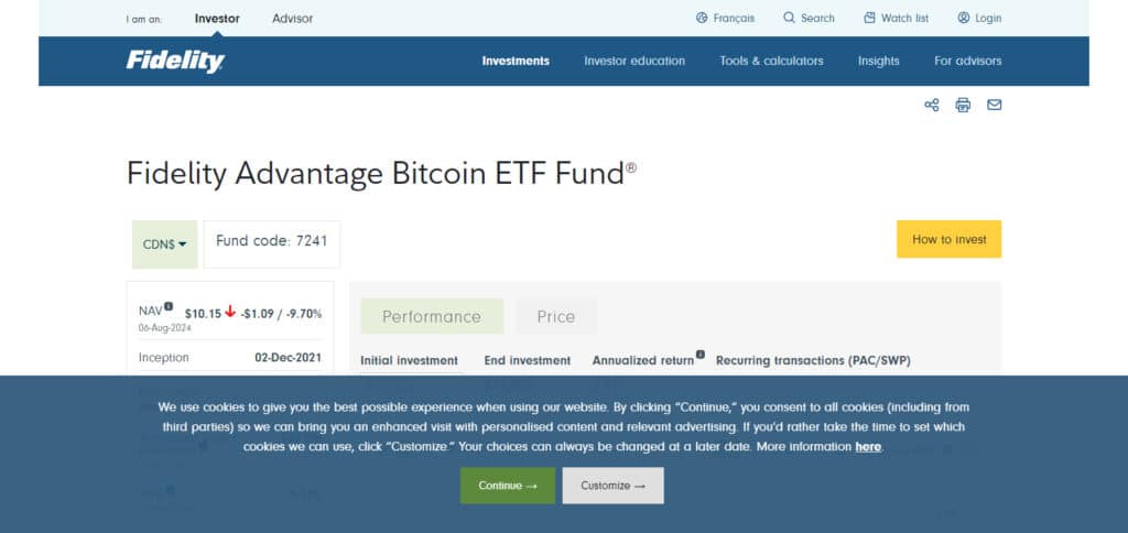 Fidelity Advantage Bitcoin ETF In Canada