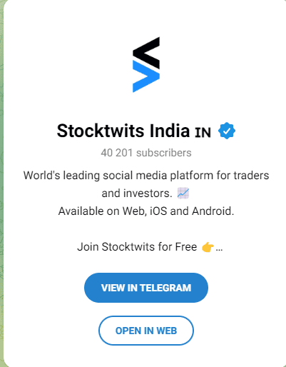 Stocktwits India Telegram Channel For Stock Market 