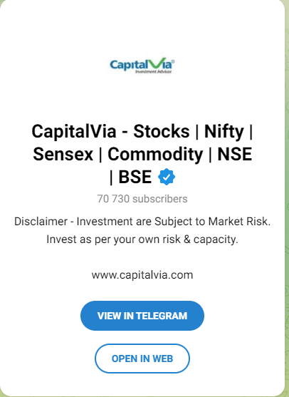 CapitalVia – Stock Telegram Channel For Stock Market 