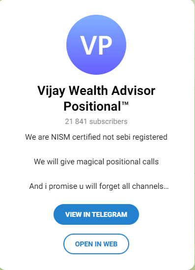 Vijay Wealth Advisor Positional Telegram Channel For Stock Market 