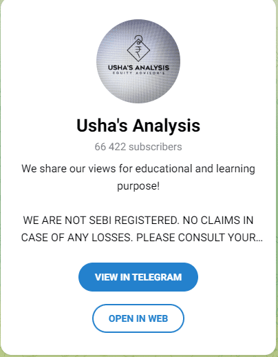 Usha’s Analysis Telegram Channel For Stock Market 