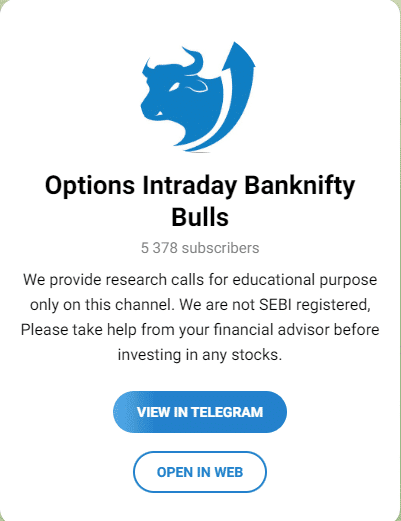 Options Intraday Banknifty Bulls Telegram Channel For Stock Market 