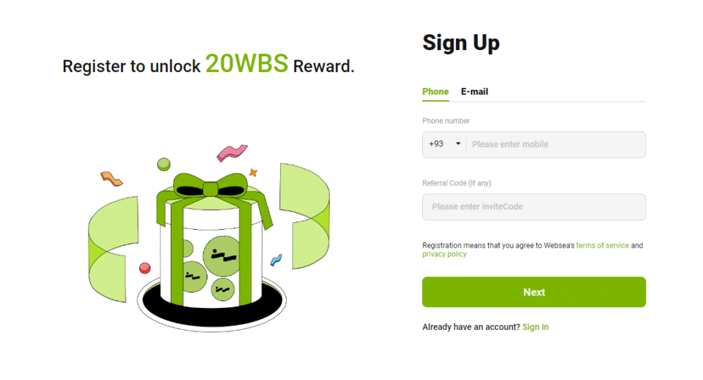Websea Exchange Review: Features & Pros & Cons For 2024 2 Typically located at the top right of the front page, find and click on “Sign Up” or Register.