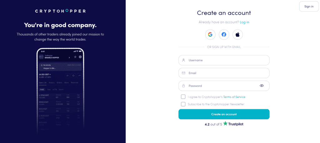 Cryptohopper Review: Crypto Trading Bot & Pros & Cons 3 Sign Up and Register
