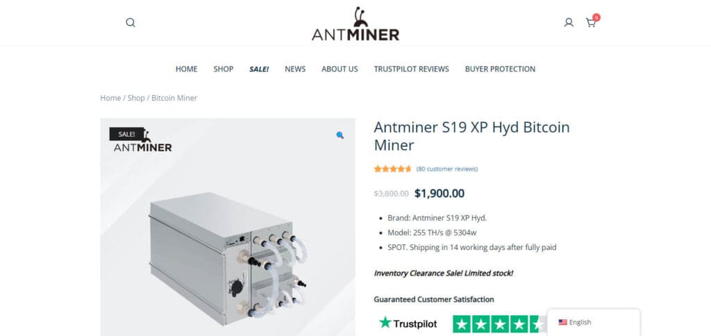 Bitmain AntMiner S19 XP Hydro Bitcoin Mining Machines