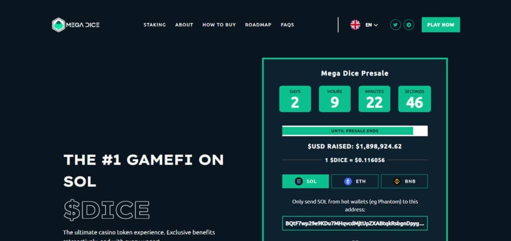 Mega Dice Token ($DICE) Performing ICO Crypto Coins