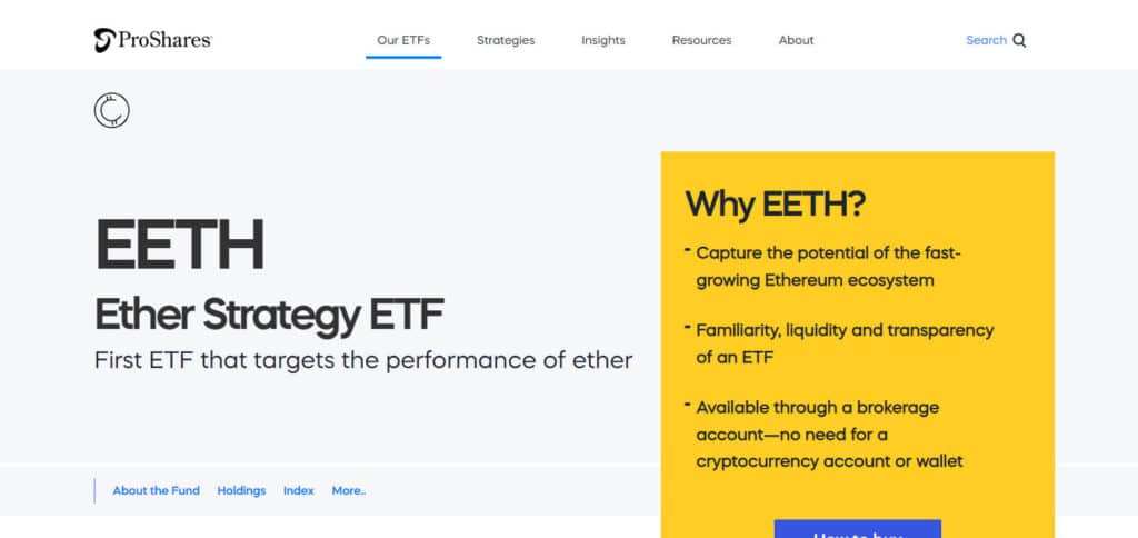 ProShares Ether Strategy ETF (EETH) Ethereum ETF