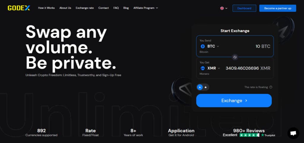 Godex.io Crypto Swap Sites In September