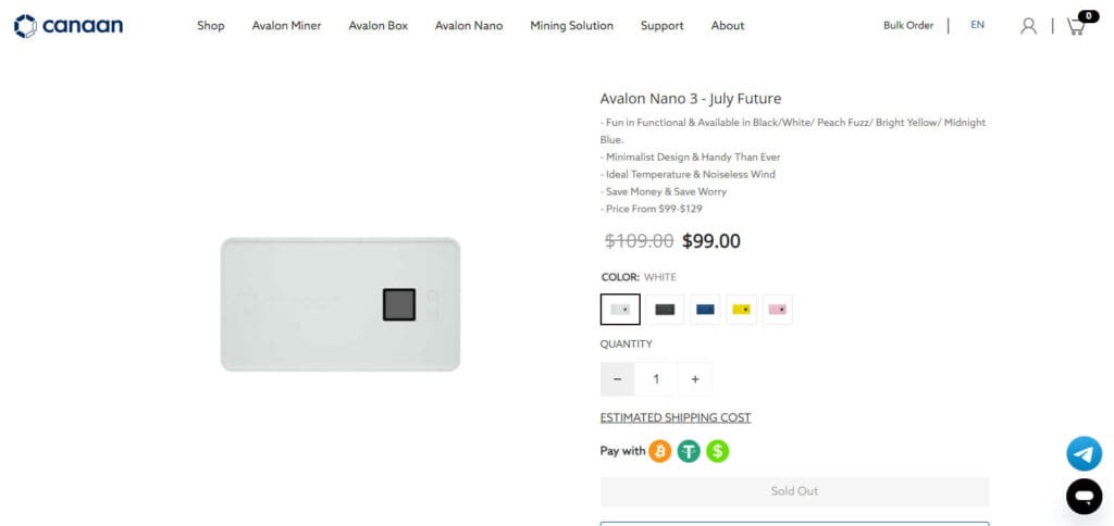 Canaan Avalon Nano 3 Bitcoin Mining Machines