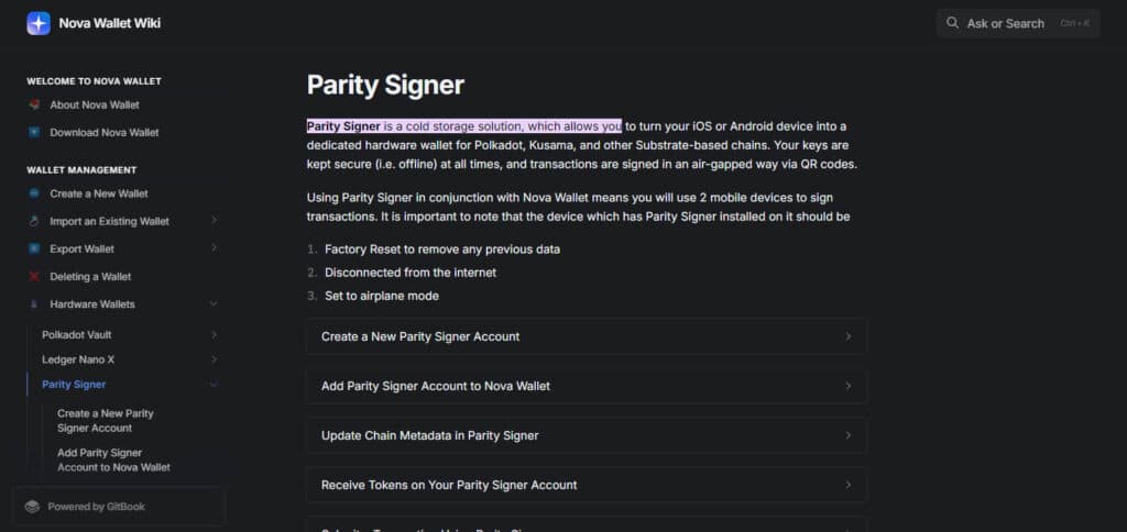 Parity Signer ERC20 Compatible Wallets
