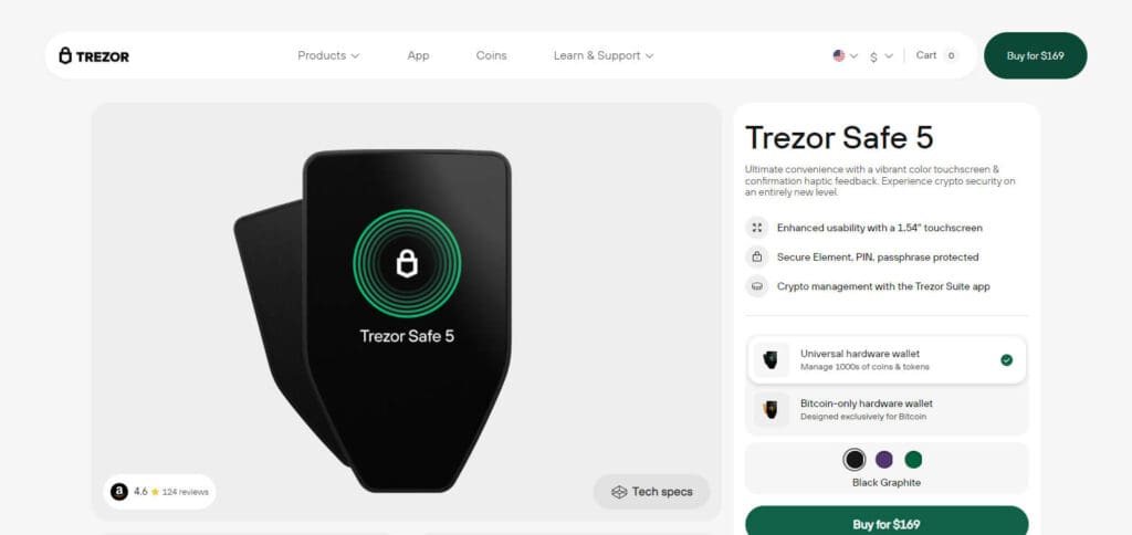 Trezor Safe 5 Bitcoin Cash Wallet