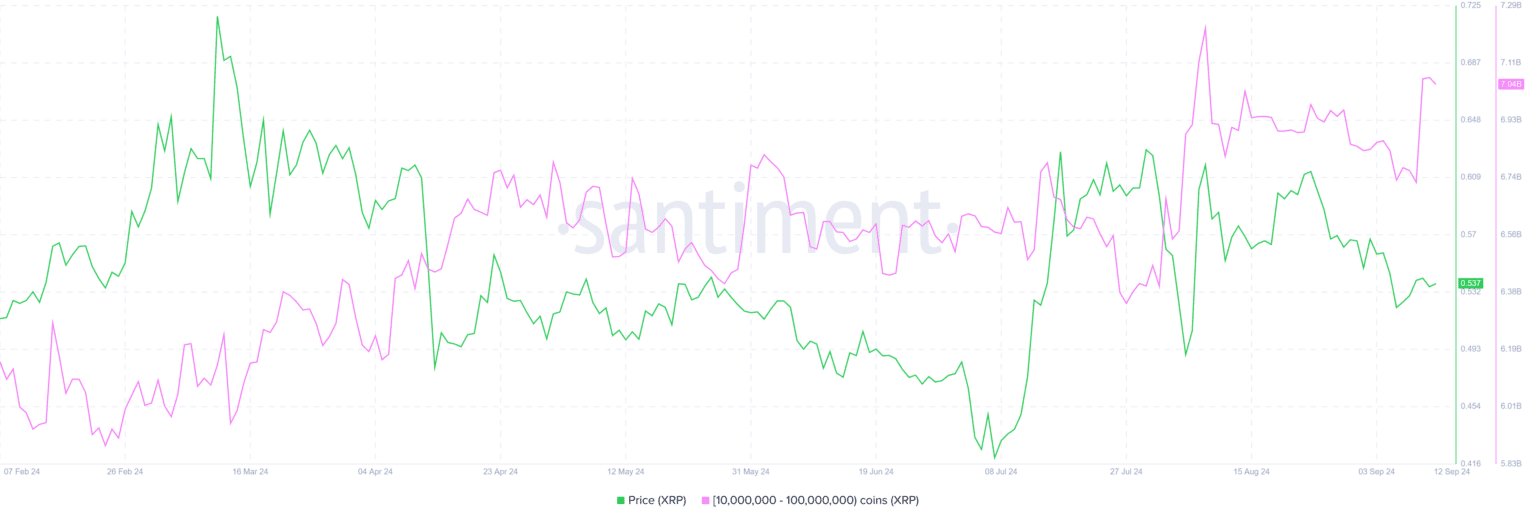 Whales Buy $178 Million Worth of XRP: Is Price Reveversal Brewing? 2 XRP whale activity chart. Source: Sentiment