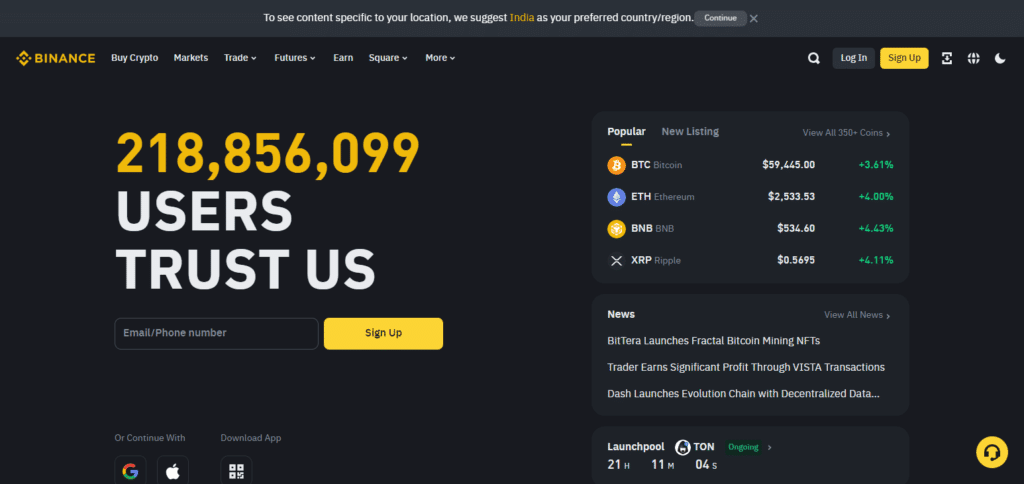 Mudrex  Alternative Exchange Binance