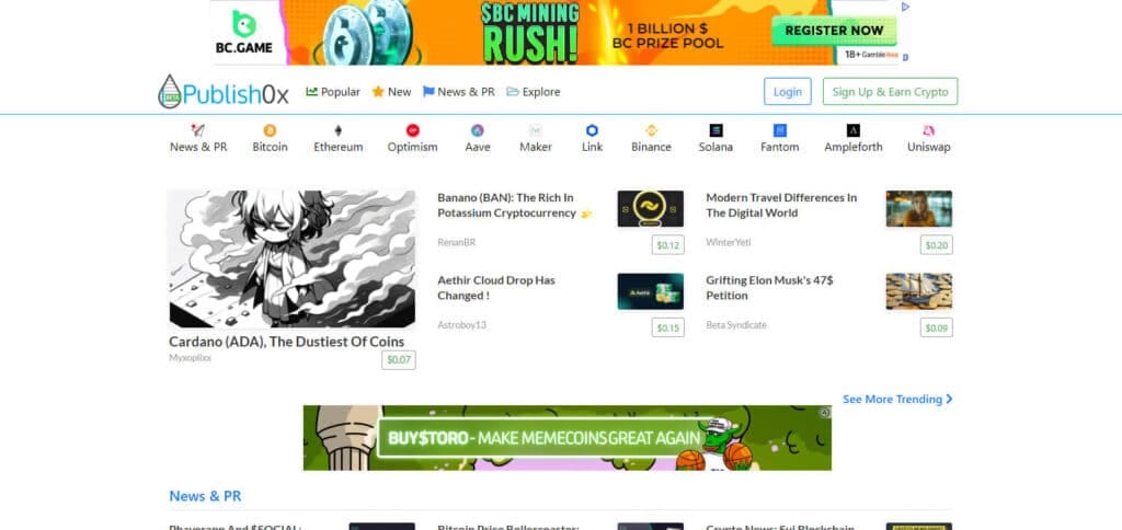 Publish0x Websites That Pay You To Write On Cryptocurrency