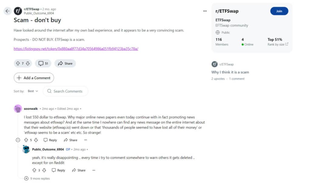 See Below the Real Feedback From Users About the ETFSwap Scam 