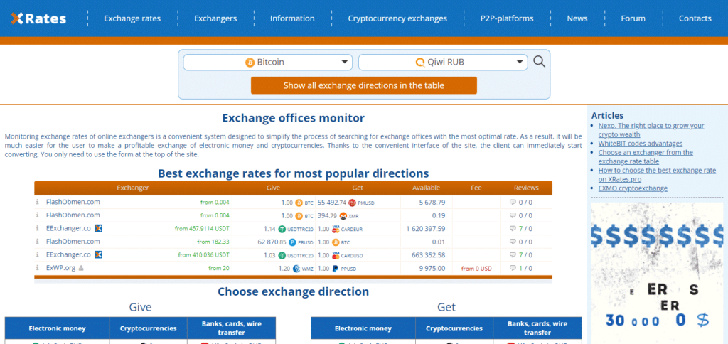 Xrates.pro Alternative to BestChange