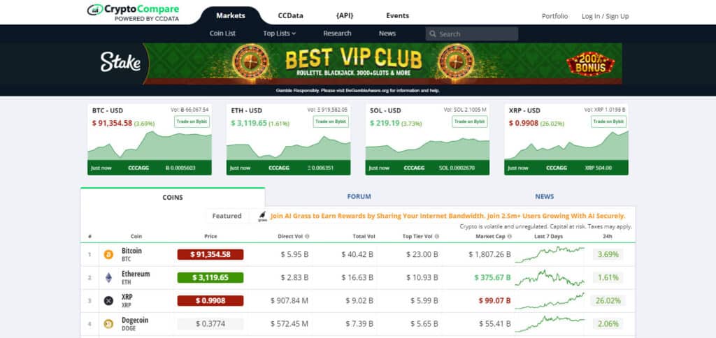 CryptoCompare Apps For Crypto Prices​
