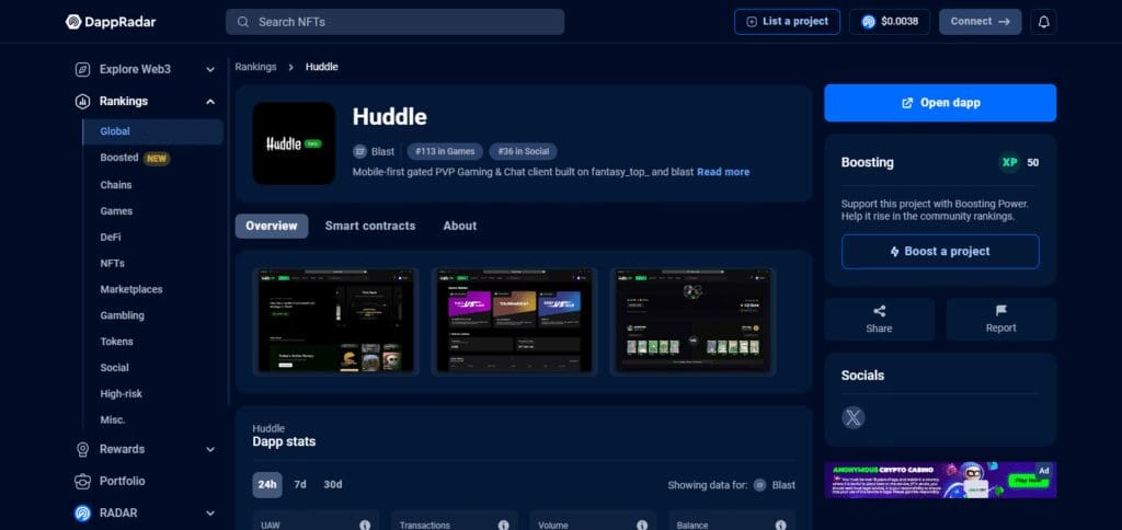 Huddle DApps on Blast Network 