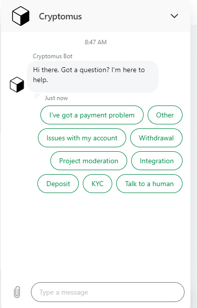 Cryptomus Customer Support