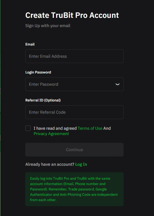 Trubit Exchange Review 2024: Features, Fees, and Security Overview 3 How to Sign Up on TruBit Exchange?