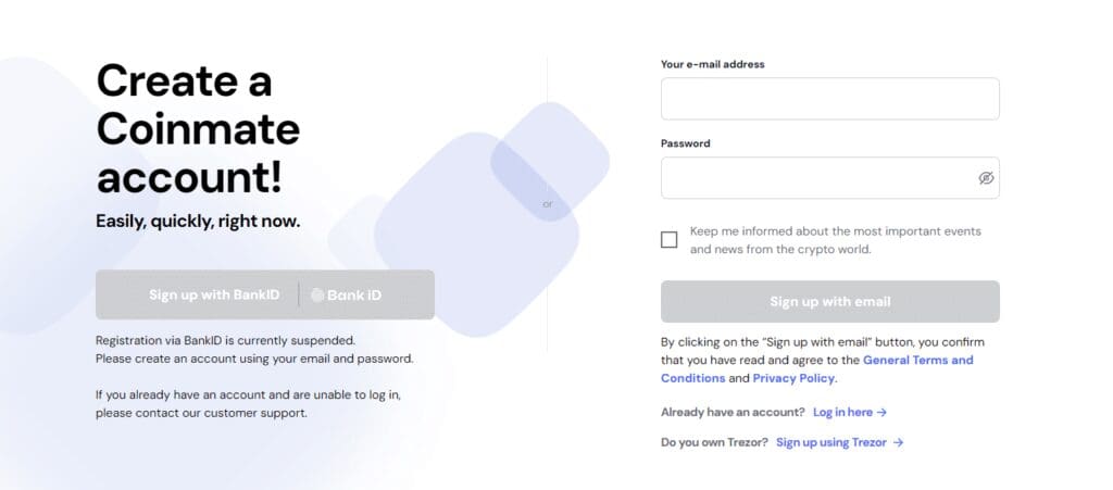 How to Sign Up on Coinmate Exchange?