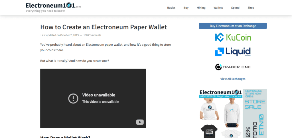 Electroneum Paper Wallet Crypto Wallets for Electroneum