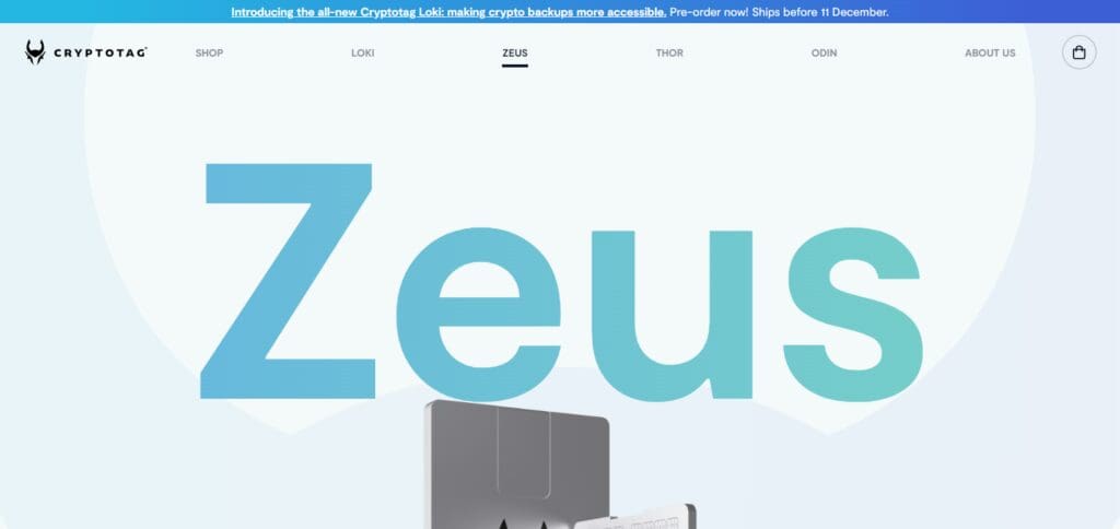 Cryptotag Zeus Crypto Steel Wallets for Seed Storage