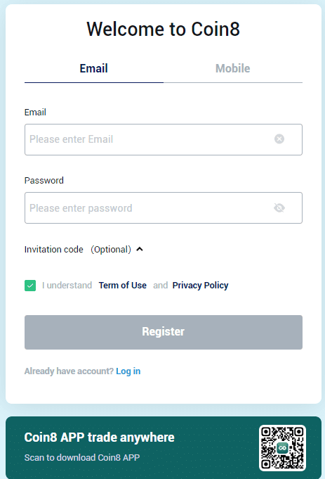 Coin8 Exchange Review 2025: Features, Fees, and Security Overview 3 How to Sign Up on Coin8 Exchange?