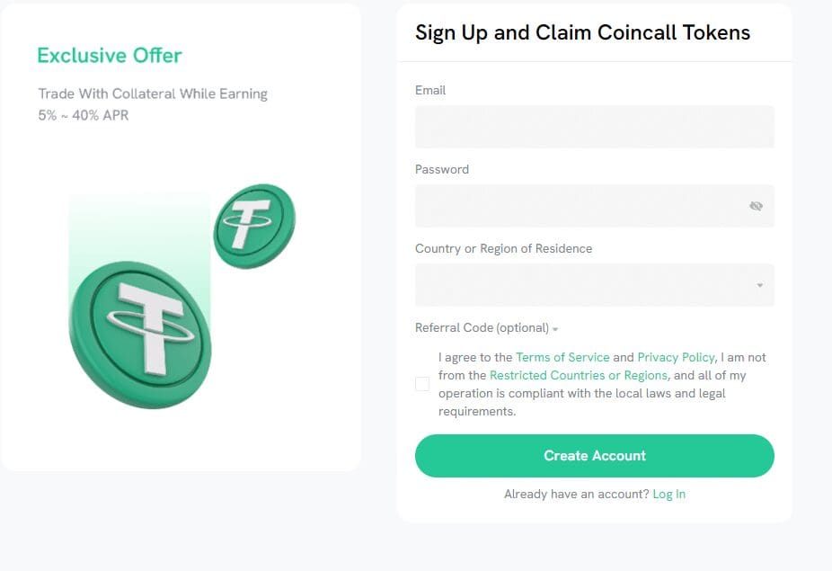 Initiate the registration process by clicking “Sign up”