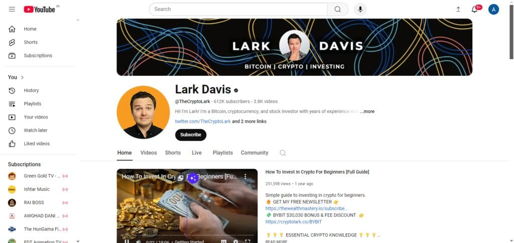 Lark Davis Crypto Youtube Channel In USA
