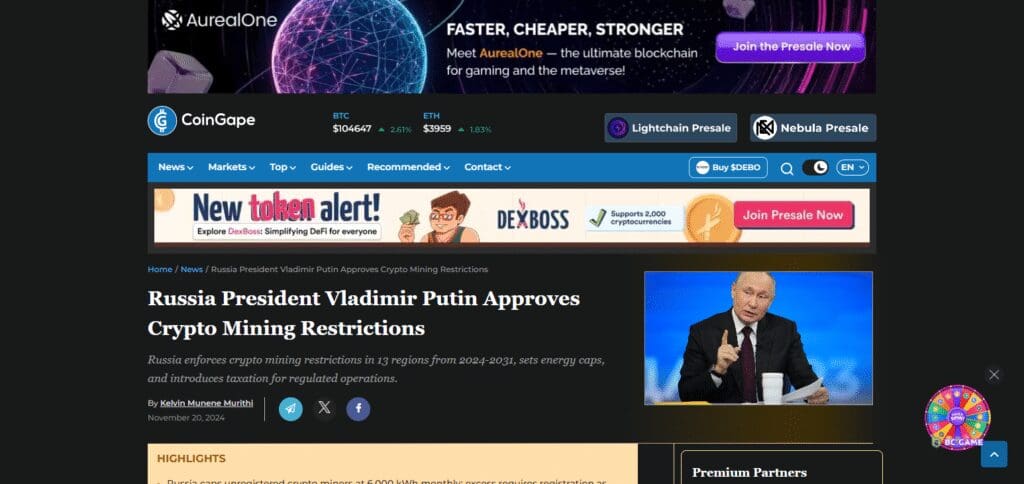 CoinGape Russia Cypto News Website In Russia