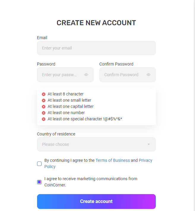 How to Sign Up on Coincorner Exchange?