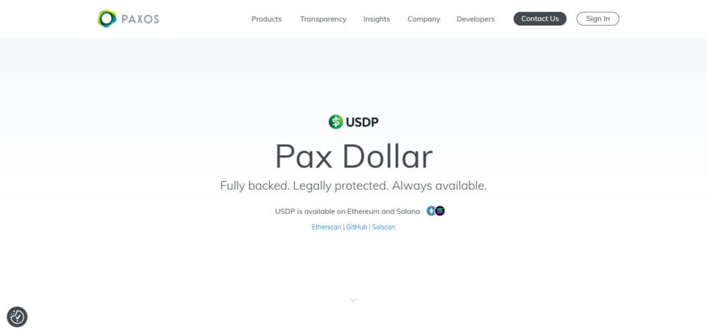 Pax Dollar (USDP) Top Fiat-Backed Stablecoins
