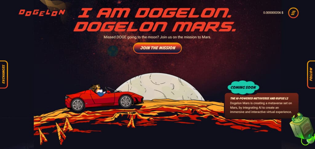 10 Most Traded Tokens On Uniswap 5 Dogelon Mars (ELON)