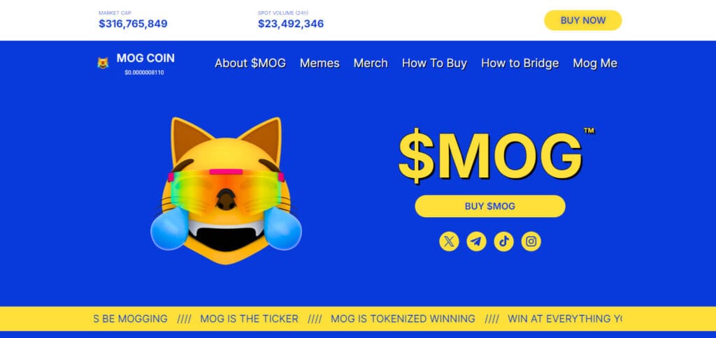 10 Most Traded Tokens On Uniswap 3 Mog Coin (MOG)